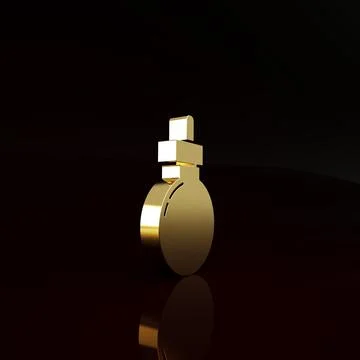 Gold Bomb ready to explode icon isolated on brown background. Happy Halloween Illustrazione stock