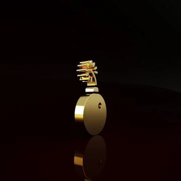 Gold Bomb ready to explode icon isolated on brown background. Minimalism conc Illustrazione stock