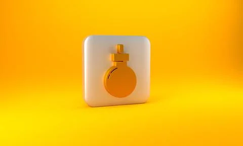 Gold Bomb ready to explode icon isolated on yellow background. Happy Halloween 库存插图