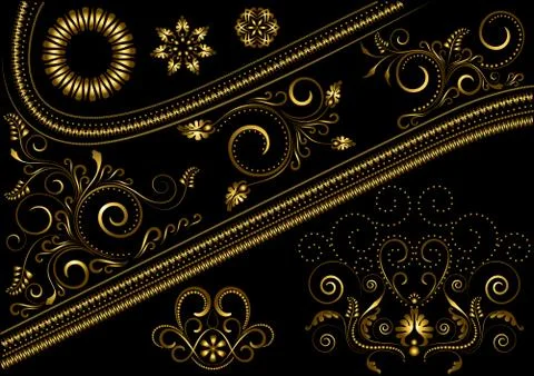 Gold border with pattern and details for design Stock Illustration