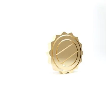 Gold Bottle cap icon isolated on white background. 3d illustration 3D render Stock Illustration
