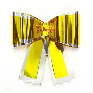 Gold bow isolated on white Stock Photos