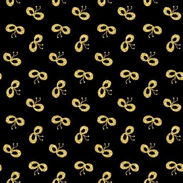 Gold bow seamless pattern gold black glitter shimmer ribbon bow for scrapbook Stock Photos