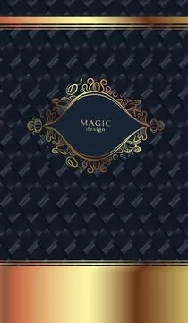 Gold box design. Design patterns. Design elements, labels, boxes. For logo Stock Illustration