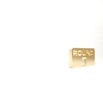 Gold Boxing ring board icon isolated on white background. 3d illustration 3D  Stock Illustration