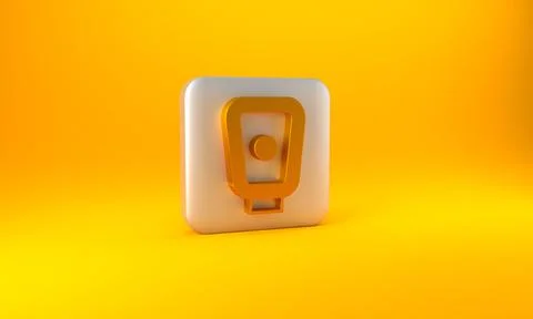 Gold Boxing training paws icon isolated on yellow background. Silver square b イラスト素材