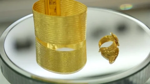Gold Bracelet and Ring Rotation Stock Footage 339704748