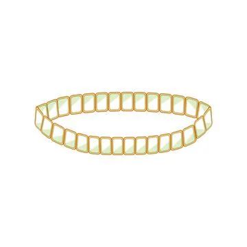 Gold bracelet with rectangular green gem stones Stock Illustration