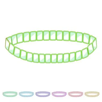 Gold bracelet with rectangular green gem stones Stock Illustration