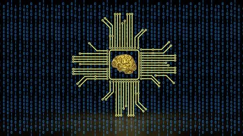 The Gold Brain and Logic for Technology concept 3d Rendering. イラスト素材