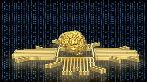The Gold Brain and Logic for Technology concept 3d Rendering. Stock Illustration