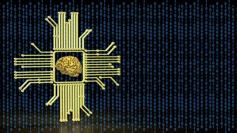 The Gold Brain and Logic for Technology concept 3d Rendering. Illustrazione stock