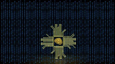 The Gold Brain and Logic for Technology concept 3d Rendering. Stock Illustration