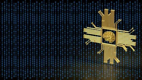 The Gold Brain and Logic for Technology concept 3d Rendering. 스톡 일러스트
