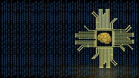 The Gold Brain and Logic for Technology concept 3d Rendering. Stock Illustration