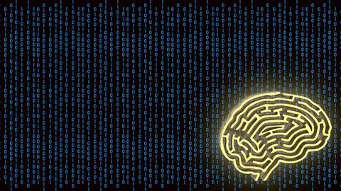 The Gold Brain maze on Digital background  3d rendering. Stock Illustration