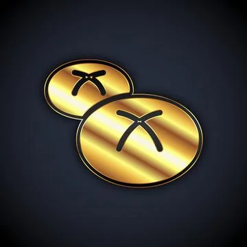 Gold Bread loaf icon isolated on black background. Vector Stock Illustration