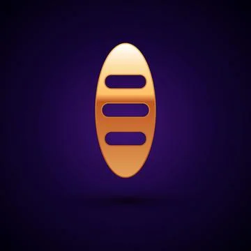Gold Bread loaf icon isolated on black background. Vector Illustrazione stock