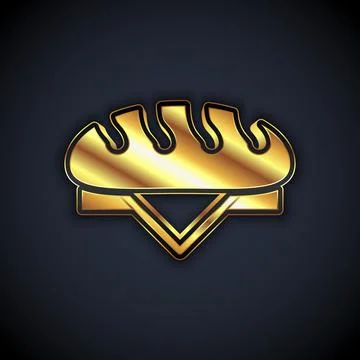 Gold Bread loaf icon isolated on black background. Vector Illustrazione stock