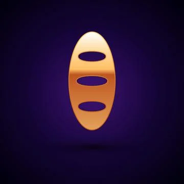 Gold Bread loaf icon isolated on black background. Vector Illustrazione stock