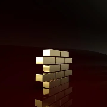 Gold Bricks icon isolated on brown background. Minimalism concept. 3d illustr イラスト素材