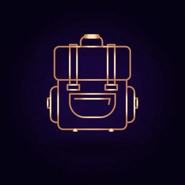 Gold briefcase icon. Vector illustration isolated on a blue background. Schoo Stock Illustration