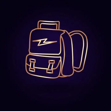 Gold briefcase icon. Vector illustration isolated on a blue background. Schoo Stock Illustration