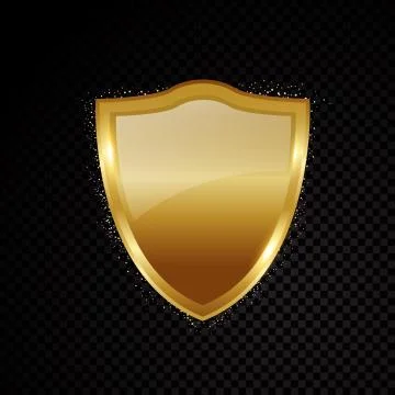 Gold brightly shield glowing security protection logo Stock Illustration