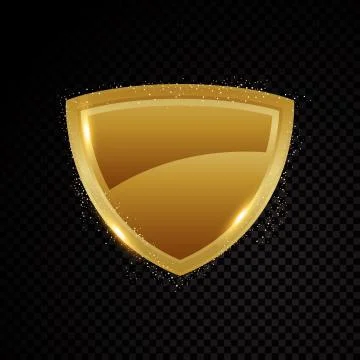 Gold brightly shield glowing security protection logo Stock Illustration