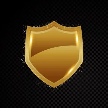 Gold brightly shield glowing security protection logo Stock Illustration