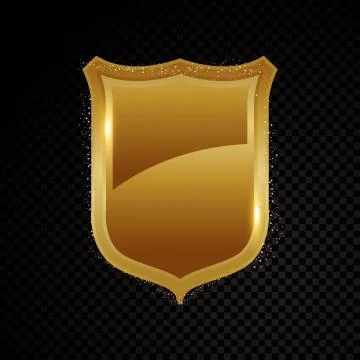 Gold brightly shield glowing security protection logo Stock Illustration