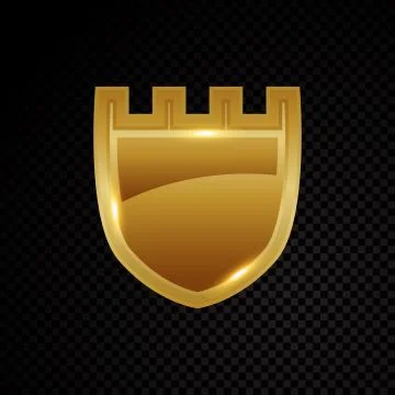 Gold brightly shield glowing security protection logo Stock Illustration