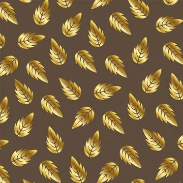 Gold Brown Leaf Pattern Background Vector Stock Illustration
