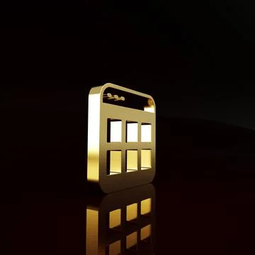 Gold Browser files icon isolated on brown background. Minimalism concept. 3d  Stock Illustration