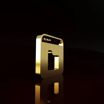 Gold Browser files icon isolated on brown background. Minimalism concept. 3d  Stock Illustration