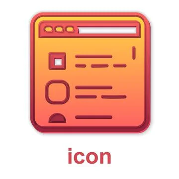 Gold Browser files icon isolated on white background. Vector Stock Illustration