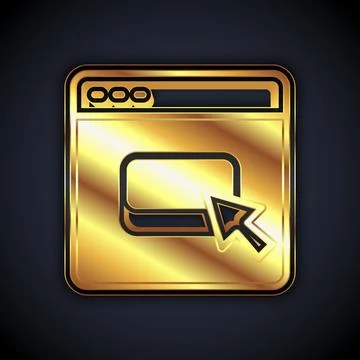 Gold Browser files icon isolated on black background. Vector Stockillustratie