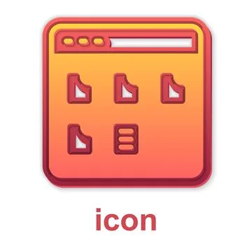 Gold Browser files icon isolated on white background. Vector Ilustración de archivo