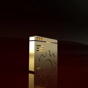 Gold Browser setting icon isolated on brown background. Adjusting, service, m Stock Illustration