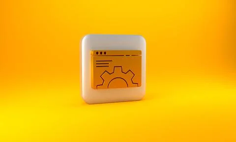 Gold Browser setting icon isolated on yellow background. Adjusting, service 스톡 일러스트