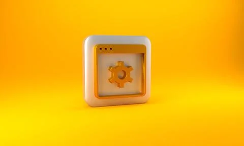 Gold Browser setting icon isolated on yellow background. Adjusting, service,  Stock Illustration