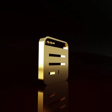 Gold Browser window icon isolated on brown background. Minimalism concept. 3d Stock Illustration