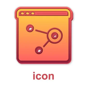 Gold Browser window icon isolated on white background. Vector Illustrazione stock