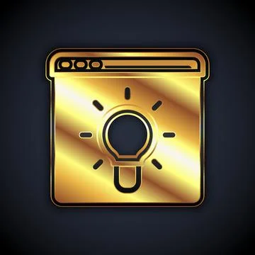 Gold Browser window icon isolated on black background. Vector Stockillustratie