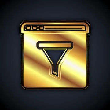 Gold Browser window icon isolated on black background.  Vector Stockillustratie