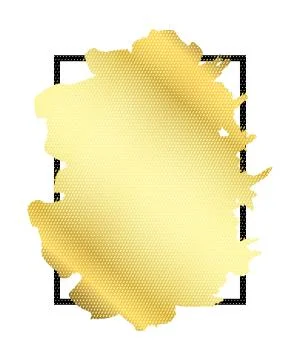 Gold brush in black rectangle frame isolated white background. Border golden  Stock Illustration
