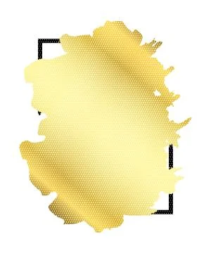 Gold brush in black rectangle frame isolated white background. Border golden  Stock Illustration
