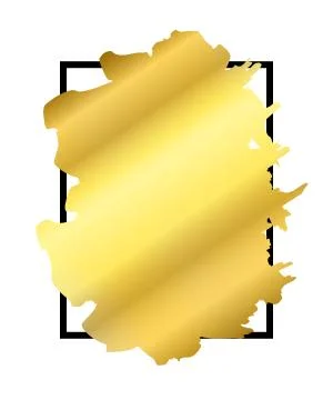 Gold brush in black rectangle frame isolated white background. Border golden  Stock Illustration