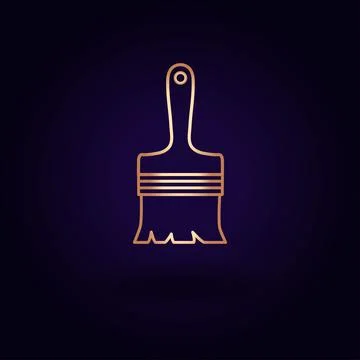 Gold brush icon. Vector illustration isolated on a blue background. School to Stock Illustration