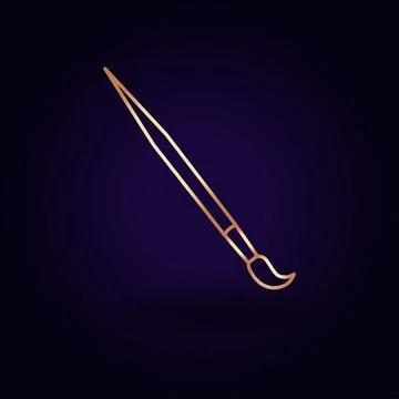 Gold brush icon. Vector illustration isolated on a blue background. School to Stock Illustration